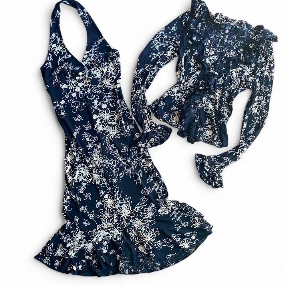 Floral Ruffle Dress and Blouse Set